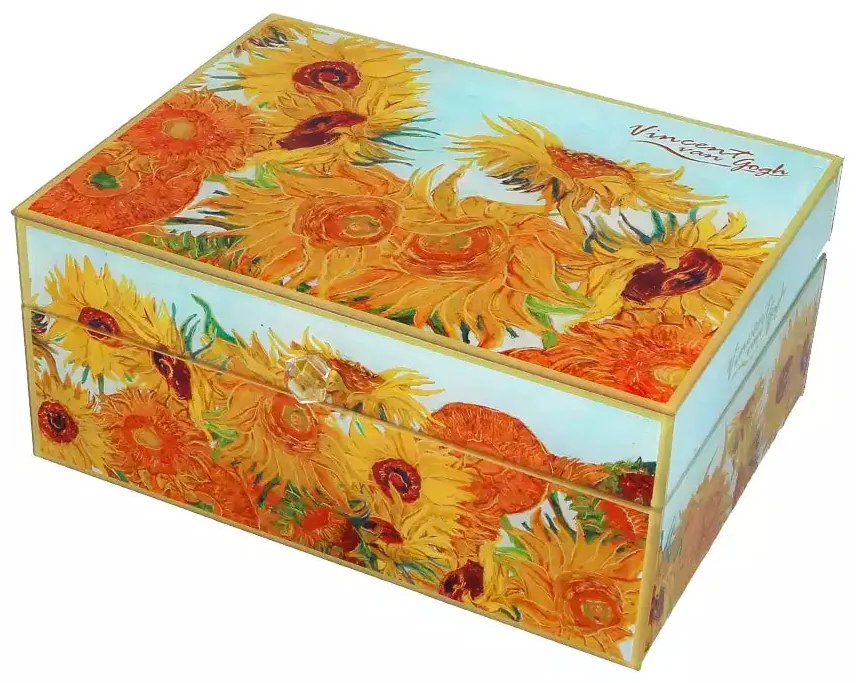 Üveg ékszertartó doboz Van Gogh Napraforgók