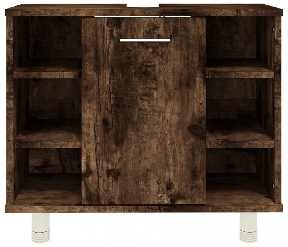 vidaXL füstös tölgy színű szerelt fa fürdőszobaszekrény 60x32x53,5 cm