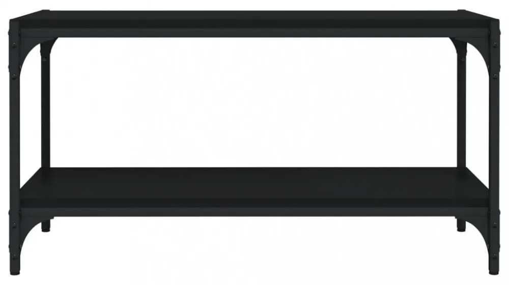 fekete szerelt fa és acél TV-szekrény 80 x 33 x 41 cm