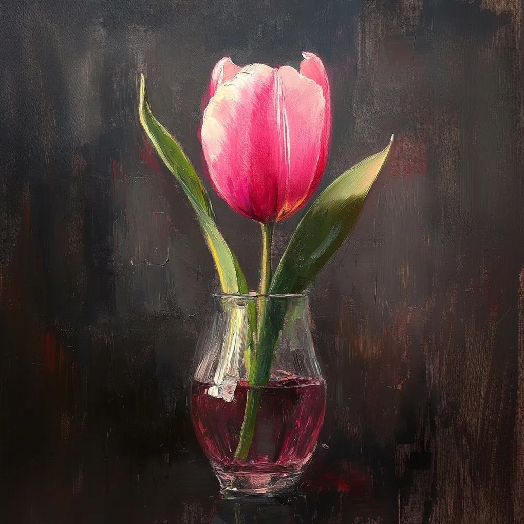 Vászonkép Canvas Olaj Dekoráció Természet Virág Rózsaszín Tulipán 80x80