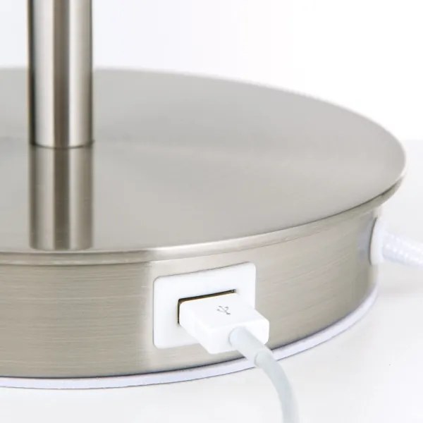 Orion LA 4-1205/1 - Asztali lámpa USB porttal LUDWIG 1xE27/40W/230V fehér/króm