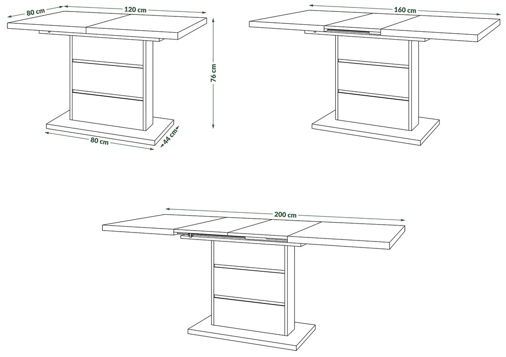 Mazzoni PIANO Artisan Tölgy/Bézs (Pezsgő) - 200 cm-es MODERN NYITHATÓ ASZTAL!