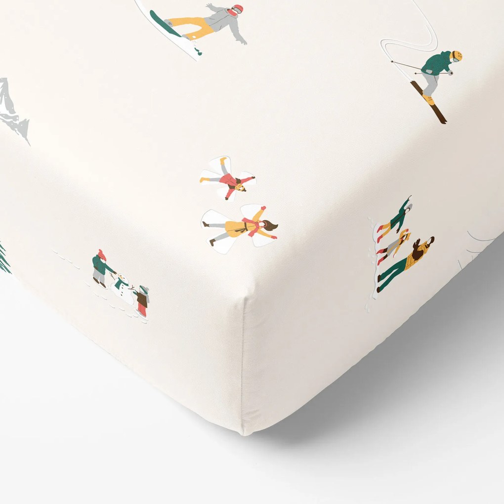 Goldea pamut körgumis lepedő - téli örömök 90 x 200 cm