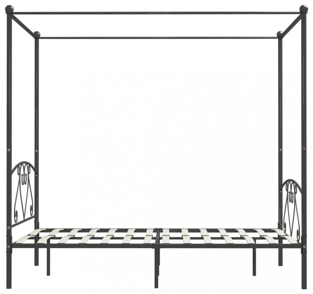 szürke fém baldachinos ágykeret 140 x 200 cm