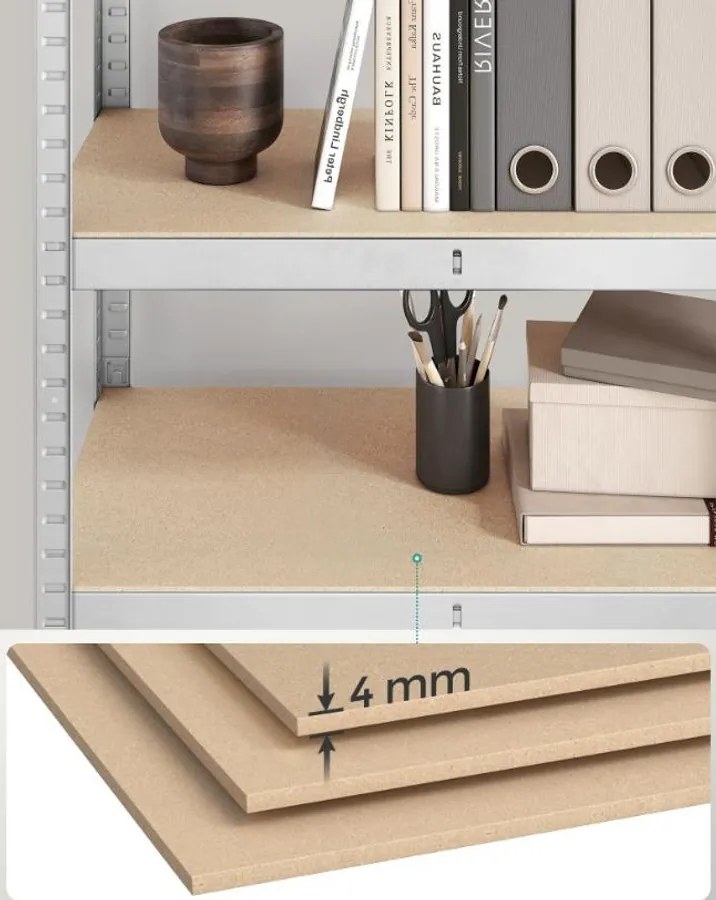 Fém tároló polcok szett(2db) 160x80x40 cm, ezüst