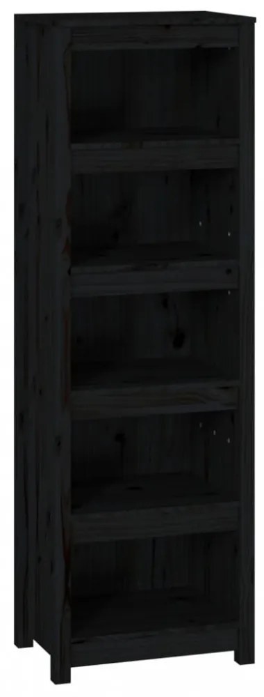 fekete tömör fenyőfa könyvszekrény 50x35x154 cm