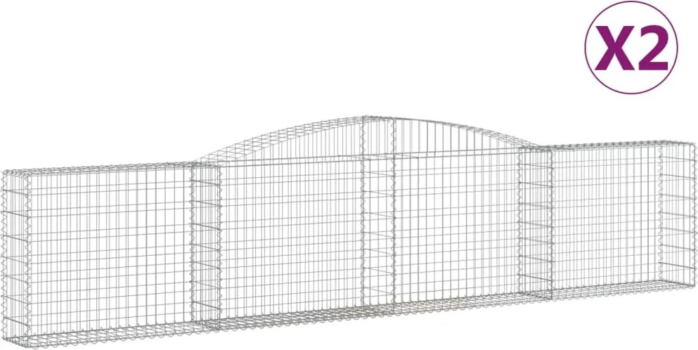 vidaXL 2 db íves horganyzott vas gabion kosár 400x30x80/100 cm