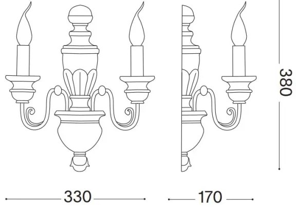 Ideal Lux - Fali lámpa FIRENZE 2xE14/40W/230V arany