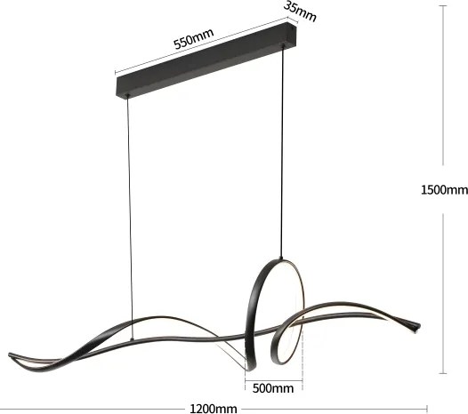 Brilagi - Dimmelhető LED függeszték kábellel SIGNATURE LED/55W/230V 120x23 cm fekete + távirányító