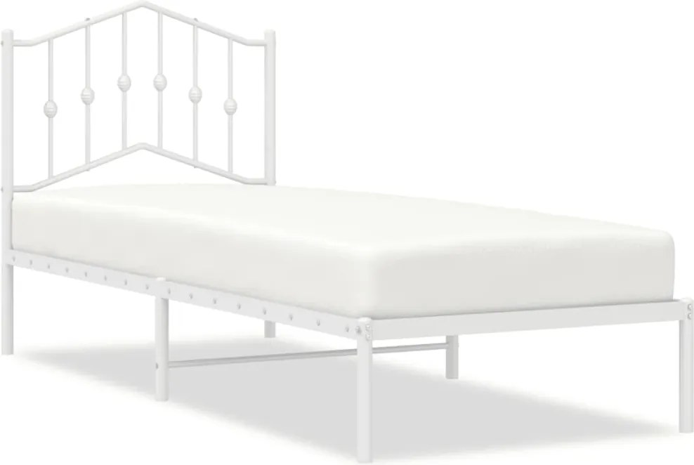 vidaXL fehér fém ágykeret matrac nélkül fejtámlával 180 x 200 cm