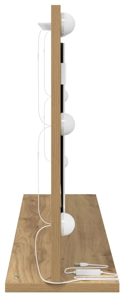 Piperetükör Kézműves tölgy Részecskés lemez 80 x 45 x 18 cm Tükör