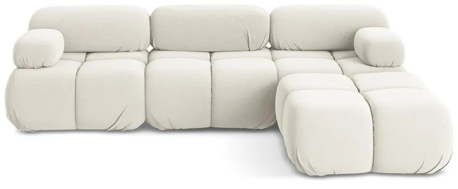 Fehér bársony moduláris sarokkanapé Lokua – Makamii