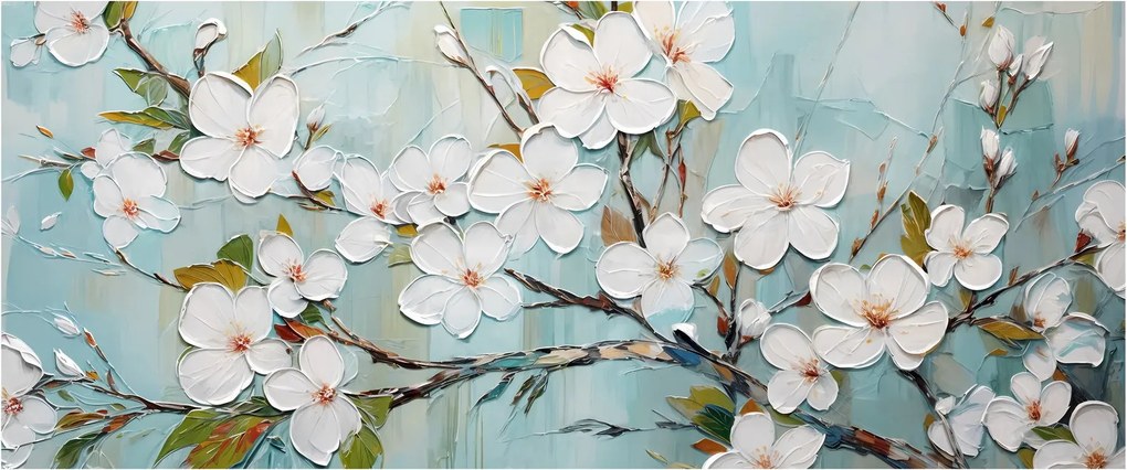 Kép - Festés, virágzó faágak (120x50 cm)