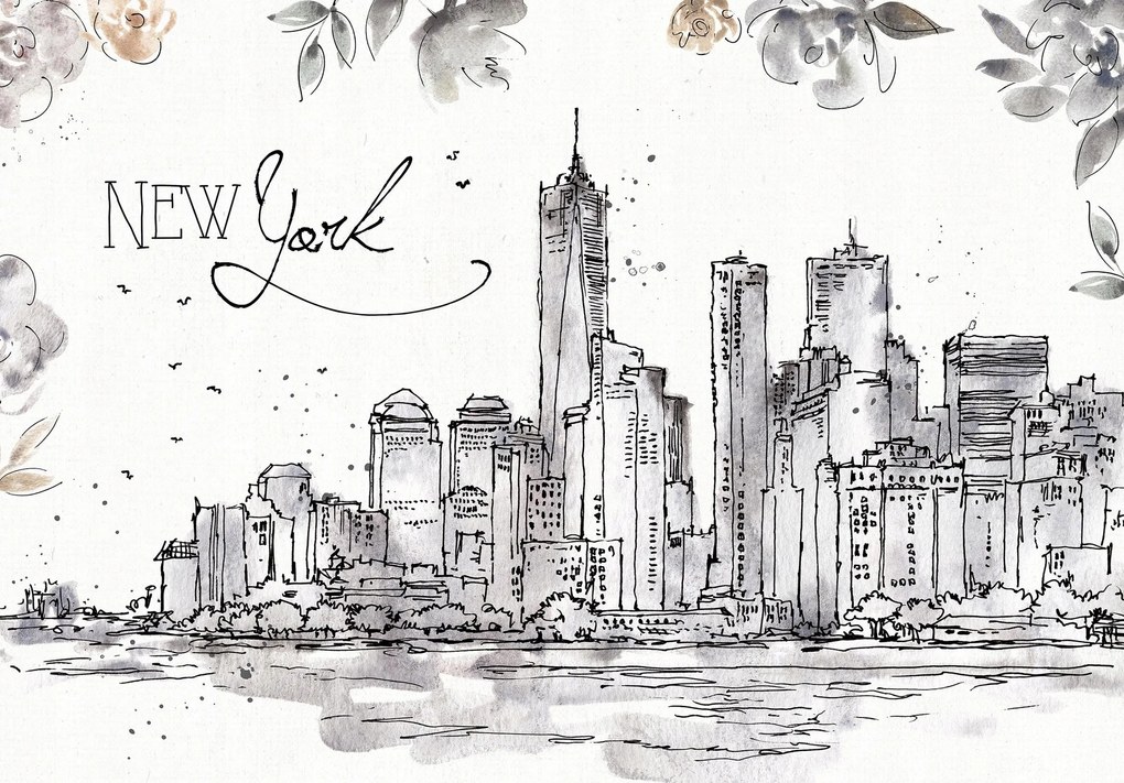 Fotótapéta falra flizelin Város híd vázlat rajz 254 x 184