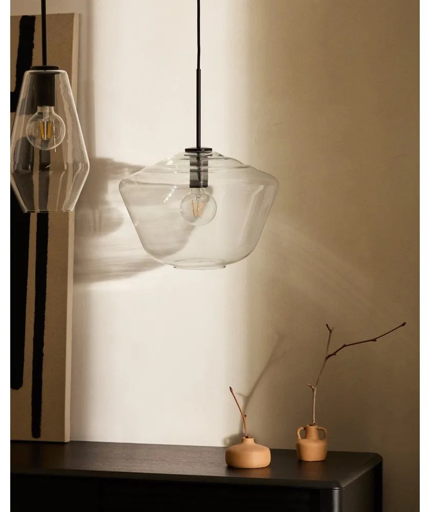 Fekete függőlámpa üveg búrával ø 17 cm Mao – Kave Home