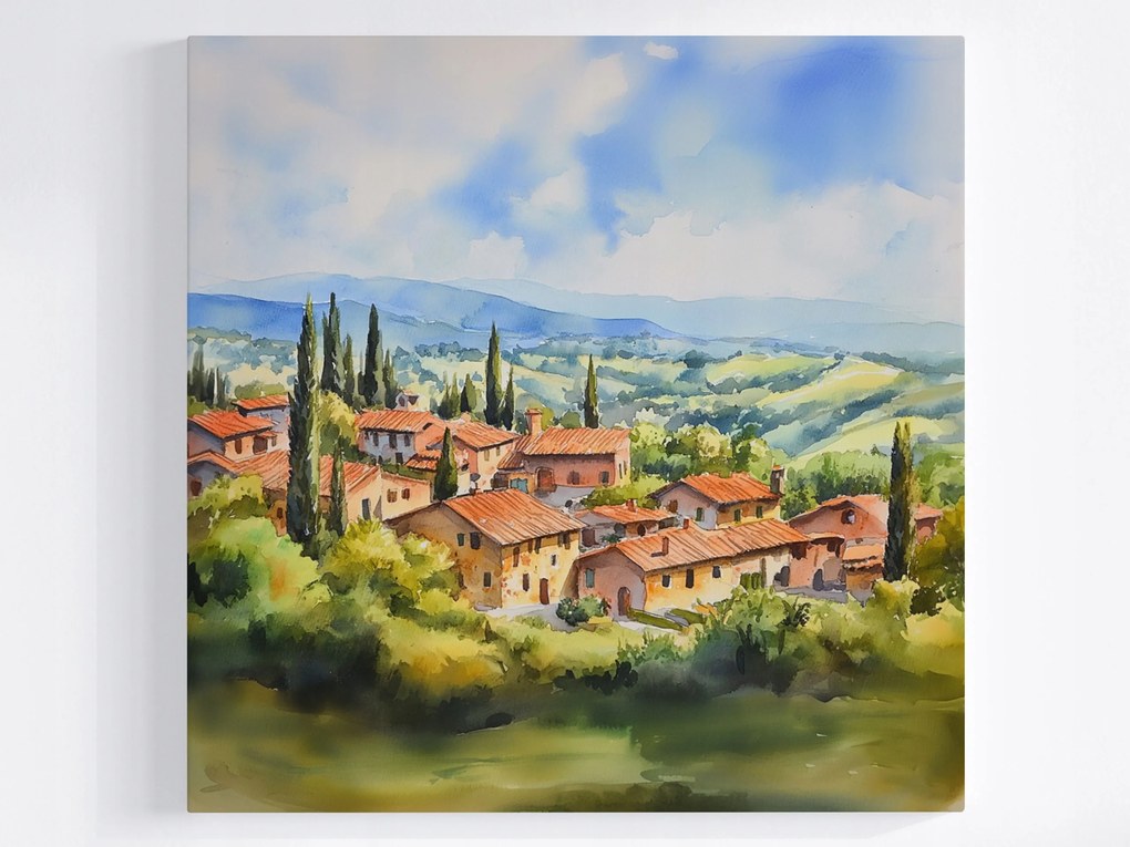 Vászonkép Canvas Tájkép Kilátás Olaszország Toszkána Város Hegyek 80x80