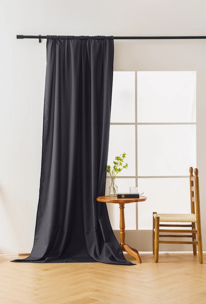 OXFORD sötétszürke függöny 140x250 cm Felfüggesztés: Fém gyűrűk