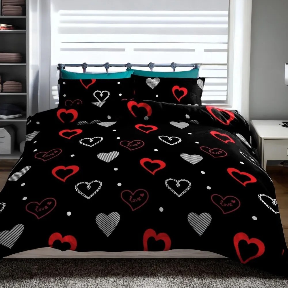 Pamut ágynemű Homa ROMEA BLACK 7 részes 140X200 cm
