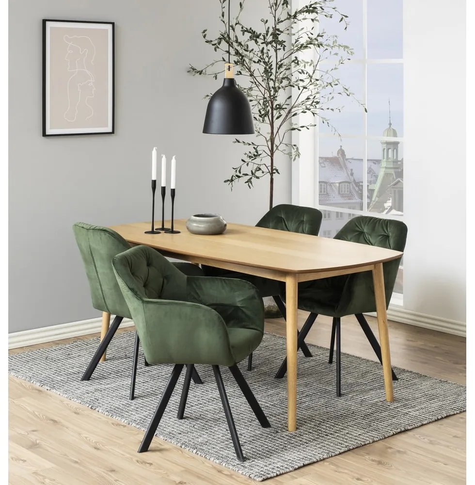 Zöld kárpitozott karfás étkezőfotel Lola – Actona