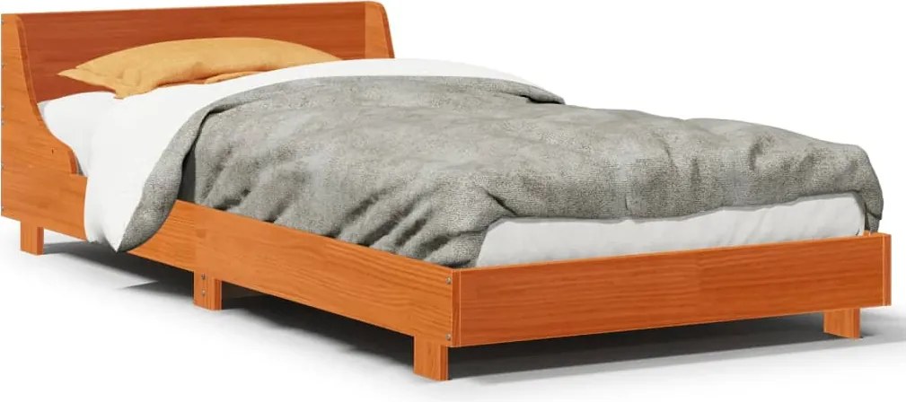 vidaXL viaszbarna tömör fenyőfa ágy matrac nélkül 90 x 200 cm