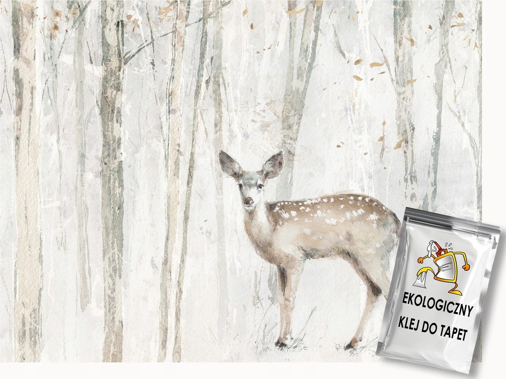 Fotótapéta Flizelina Természet Erdő Őz Fák Tél 250x175 ragasztó