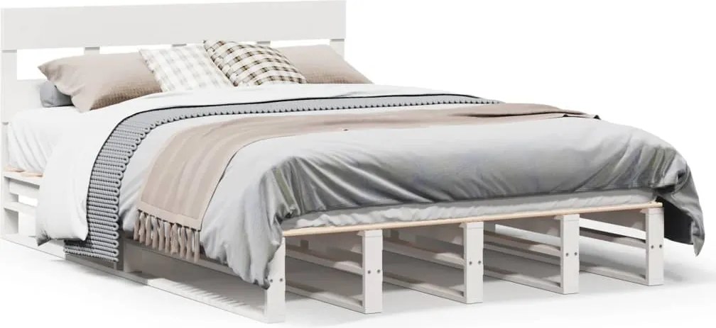 vidaXL fehér tömör fenyőfa ágy matrac nélkül 160 x 200 cm