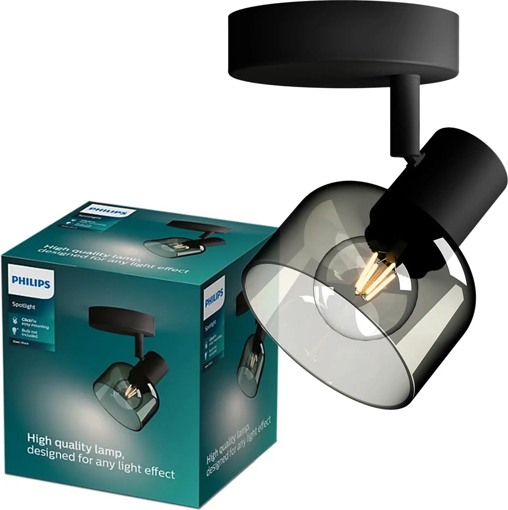 Mennyezeti Fali lámpa E14 Led Fekete Füst Sleet Philips