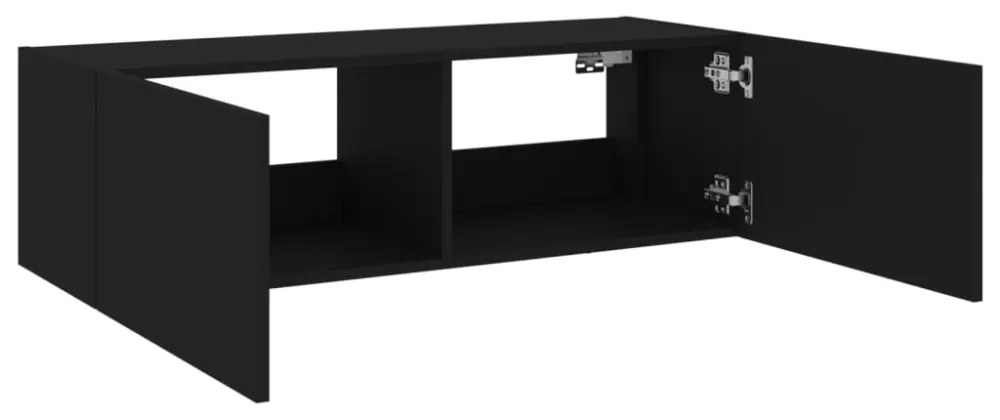 fekete fali TV-szekrény LED-világítással 100 x 35 x 31 cm