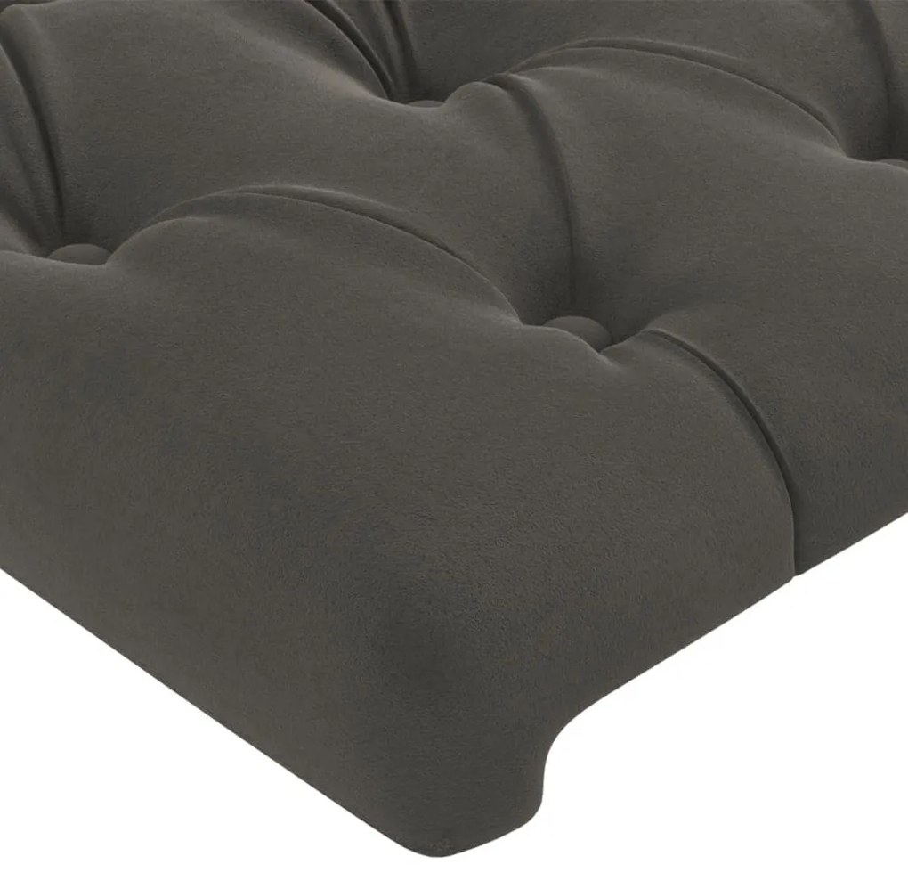 sötétszürke bársony LED-es fejtámla 80x7x118/128 cm