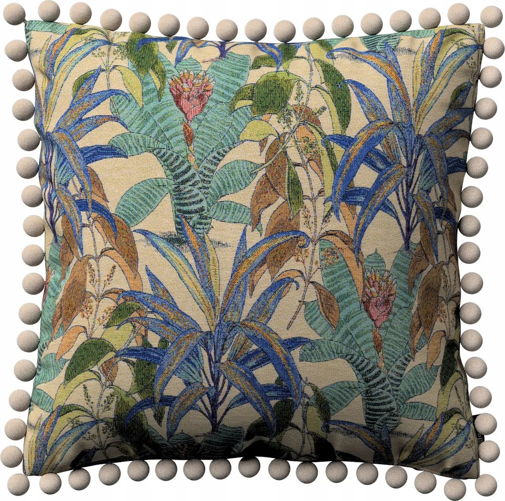 Párnahuzat 45x45 zöld-kék növényi motívumok