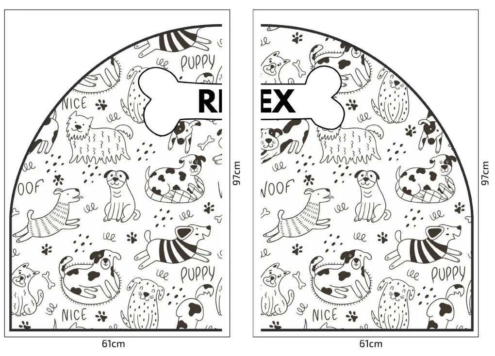 PIPPER. Védő textil falmatrica – Ív – Vidám kutyák Méret: 83x60cm, Indíték: névvel