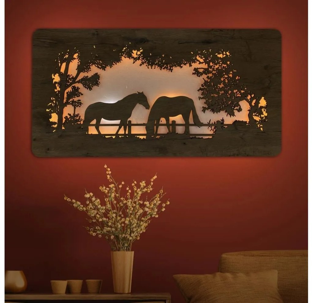 Li-Go 5012/B/4 - LED fali dekoráció LED/10W/5V 30000 mAh 120x60 cm tölgy