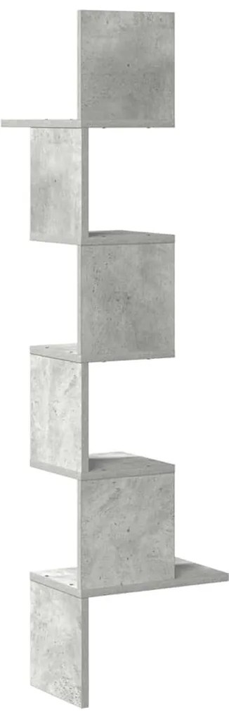 betonszürke forgácslap fali sarokpolc 32x32x127,5 cm