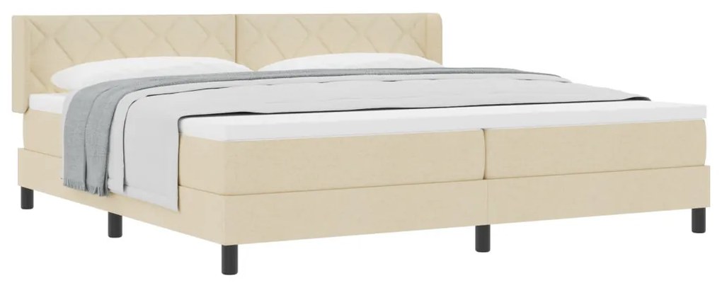 Boxspring Ágy Matrac Kígyóban Krém 200x200 cm Szövet