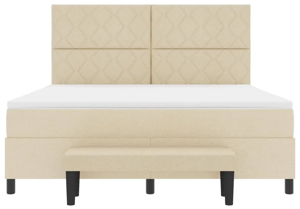 Box Spring Ágy matraccal és paddal Krém 180x200 cm Szövet
