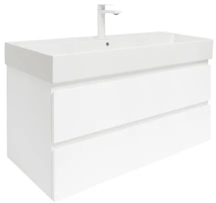 SAT B-Way Fürdőszobaszekrény mosdóval 99x50x45 cm fehér fényes BWAY2100WU2BBI