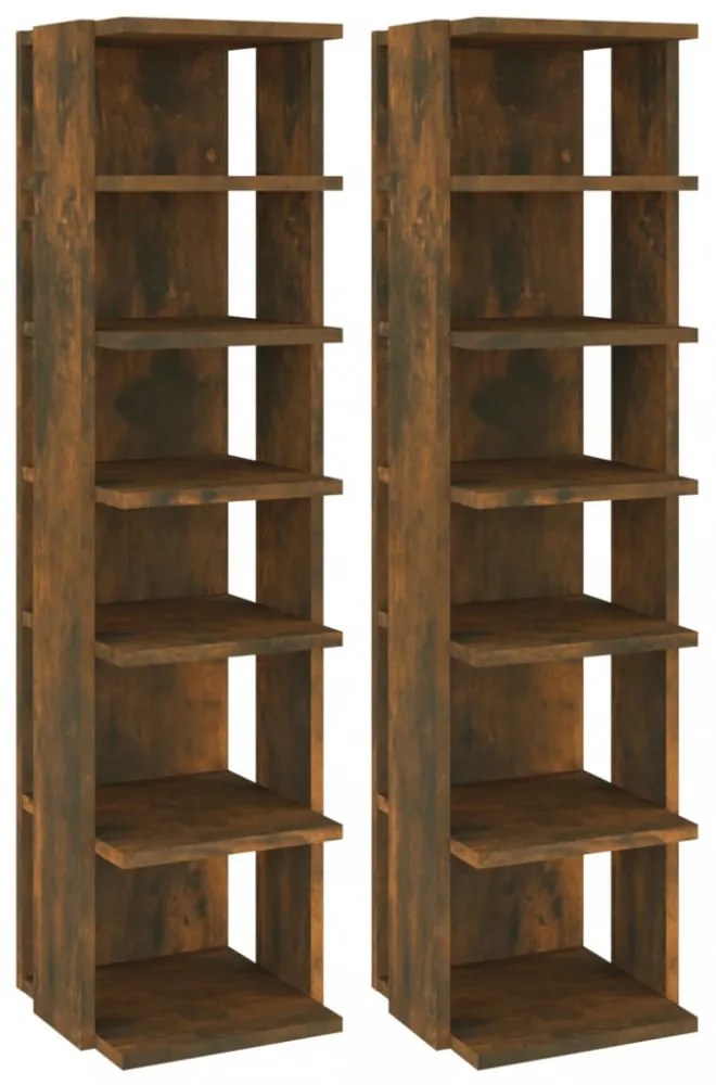 2 db füstös tölgy színű szerelt fa cipőtartó 27,5 x 27 x 102 cm