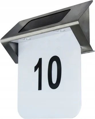 Napelemes Lámpa Led Fali Lámpa Házszám Ip 44 Megvilágított 6500K Króm