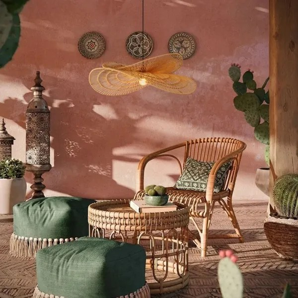 Immax 08266L - Csillár zsinóron MARIPOSA 1xE27/40W/230V átm. 80 cm juta