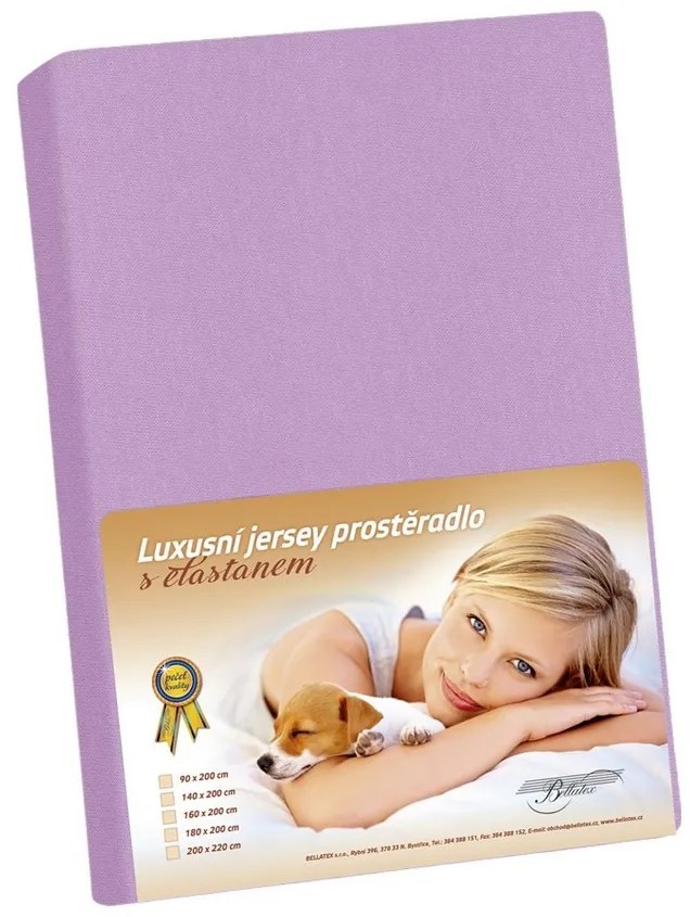 Jersey lepedő elasztánnal, lila, 120 x 200 cm