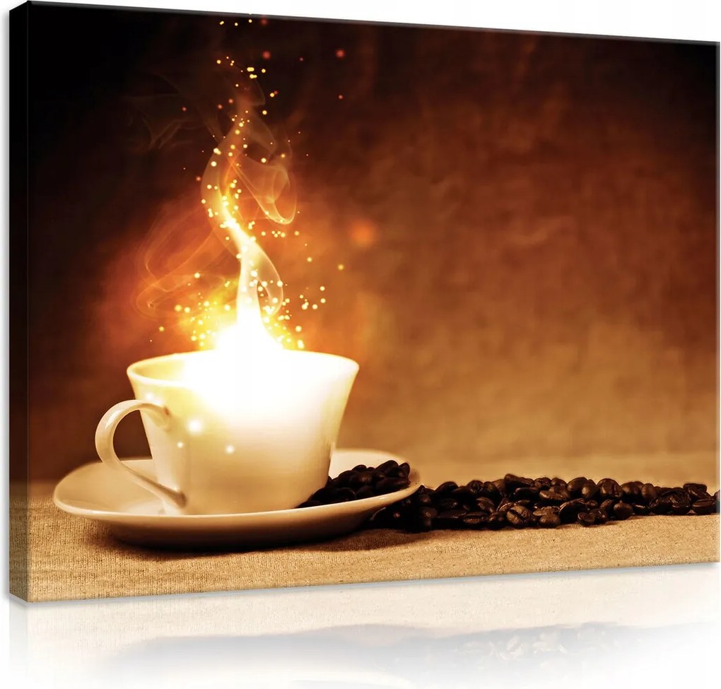 Vászonkép 80x60 Kávéscsésze pár meleg energia aroma gabona mágia