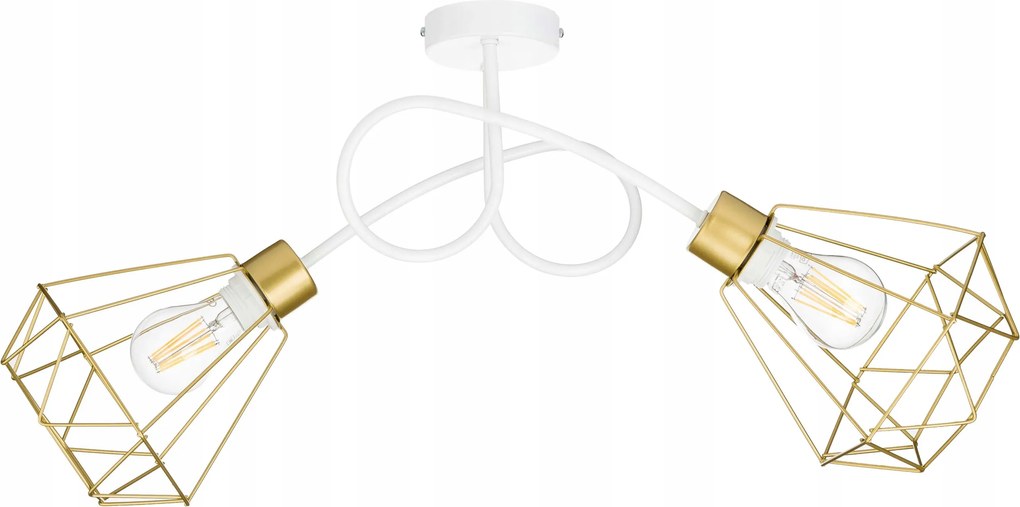 Mennyezeti lámpa csillár lógó Loft göndör drót gyémánt 2x E27 arany