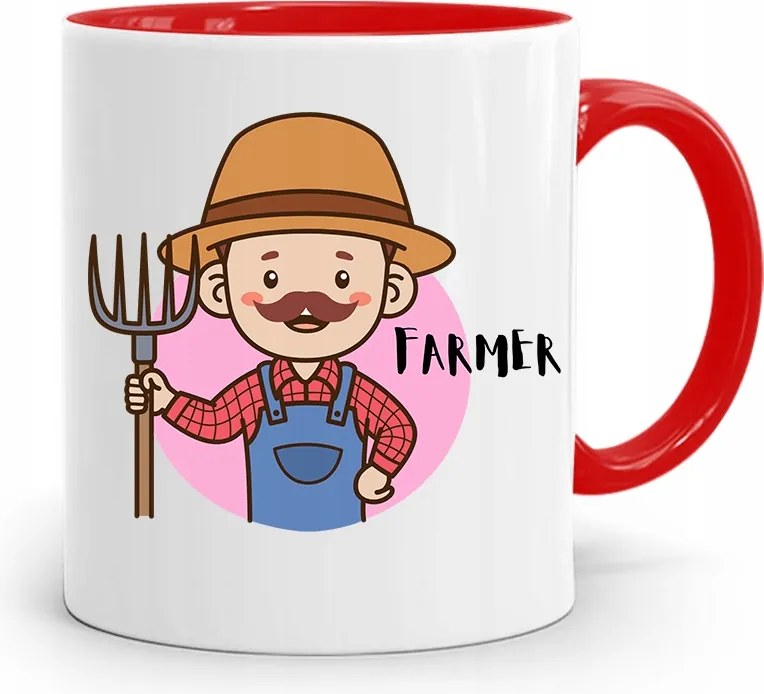 Gazdálkodóknak Piros Farmer Bögre Ajándék fényképes nyomtatással