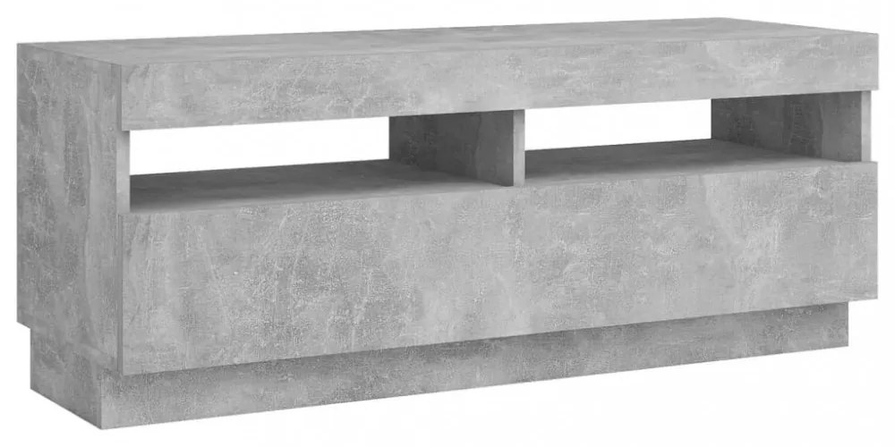 betonszürke TV-szekrény LED-lámpákkal 100 x 35 x 40 cm