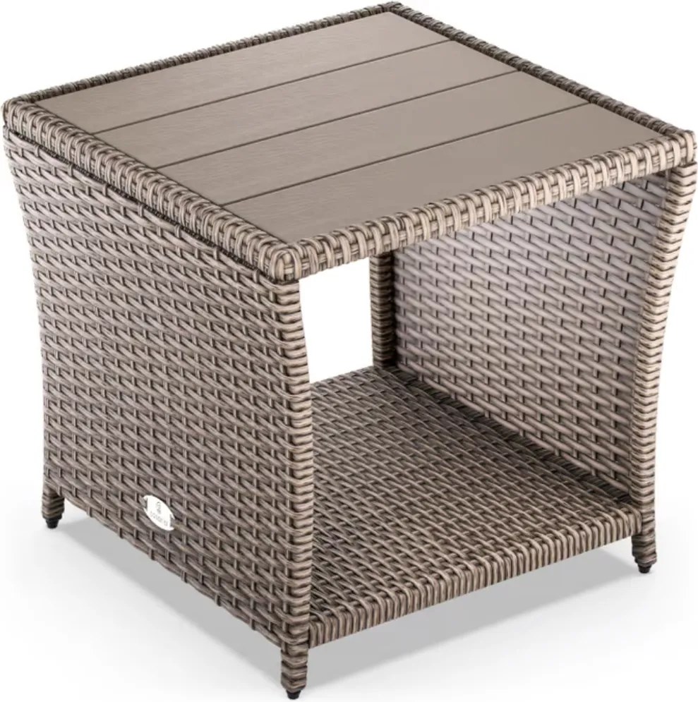 ROCCO polyrattan oldalasztal, 40x45x45cm, krémszínű Casaria