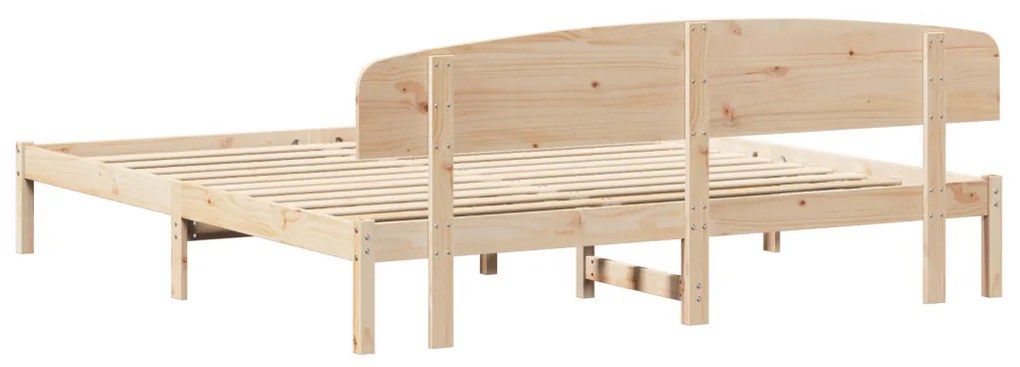 vidaXL Ágykeret fejtámlával Természetes 200 x 200 cm Tömör fenyőfa