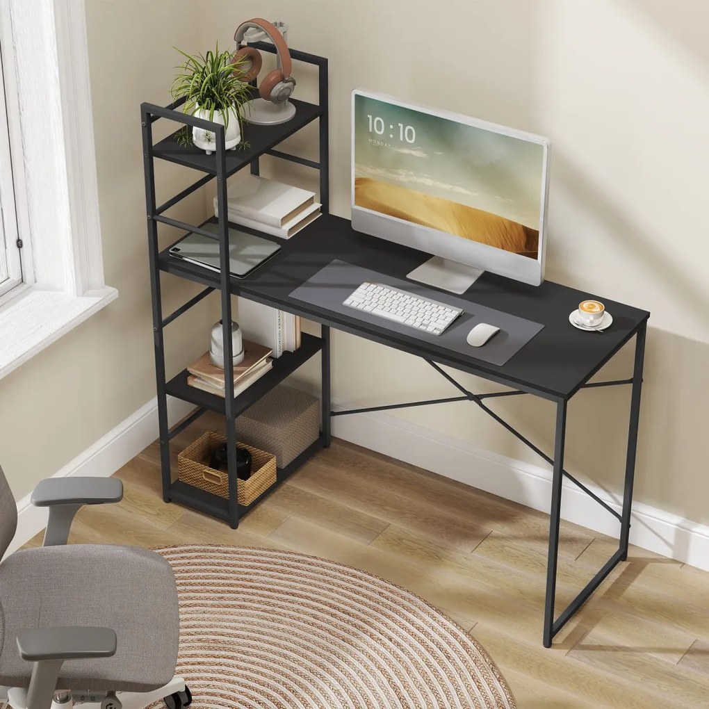 Íróasztal MAX 4.0 SONOMA polccal 120x44 cm, fekete