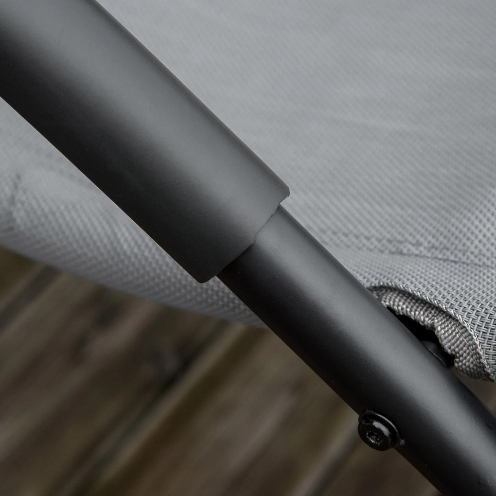 Outsunny Ergonomikus Ringató Szék Galvánbevonatú Fém Kerettel, Textilene Fejtámlával és Karfákkal, 63W x 160D x 88H cm Szürke | Aosom