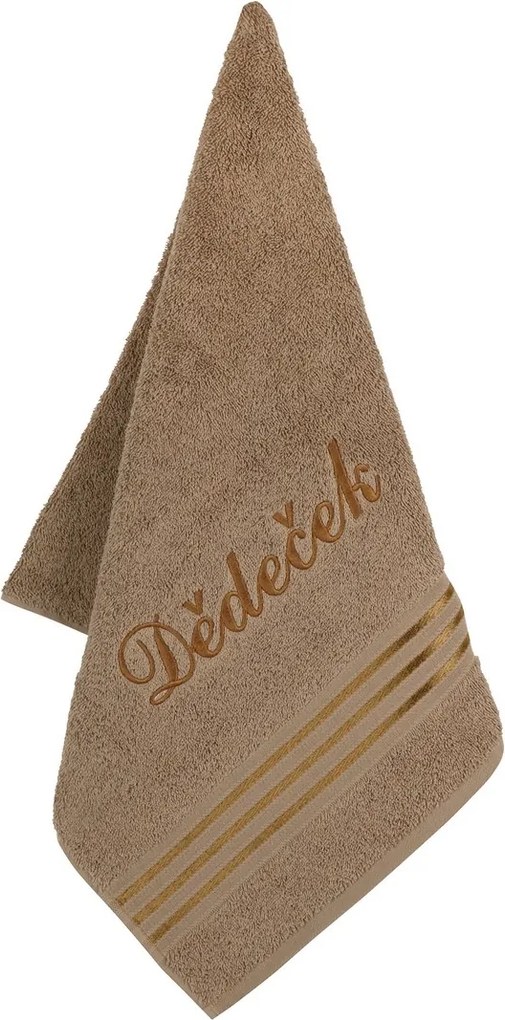 Bellatex Nagyapa frottír törölköző hímzésselbarna, 50 x 100 cm