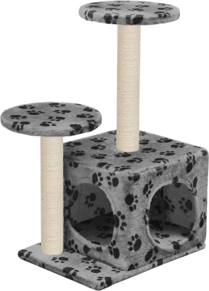vidaXL szürke mancs mintás macskabútor szizál kaparófákkal 60 cm